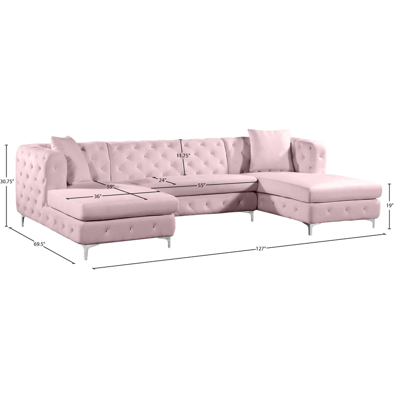 Meridian Gail Pink Velvet 3 pc Sectional IMAGE 6