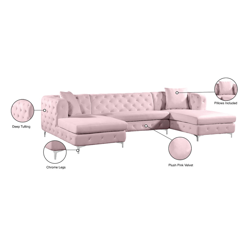 Meridian Gail Pink Velvet 3 pc Sectional IMAGE 7