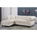 Meridian Sabrina Cream Velvet 2 pc Reversible Sectional IMAGE 9