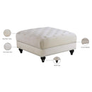 Meridian Sabrina Cream Velvet Ottoman IMAGE 4