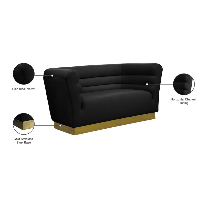 Meridian Bellini Black Velvet Loveseat IMAGE 7