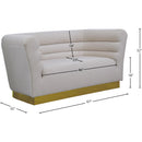 Meridian Bellini Cream Velvet Loveseat IMAGE 6