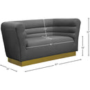 Meridian Bellini Grey Velvet Loveseat IMAGE 6