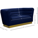 Meridian Bellini Navy Velvet Loveseat IMAGE 6