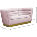 Meridian Bellini Pink Velvet Loveseat IMAGE 6