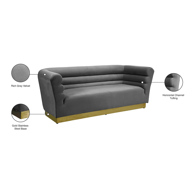Meridian Bellini Grey Velvet Sofa IMAGE 7