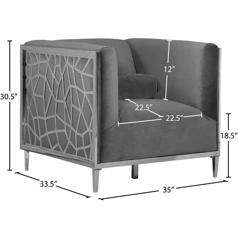 Meridian Opal Grey Velvet Chair IMAGE 5
