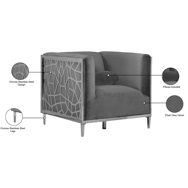 Meridian Opal Grey Velvet Chair IMAGE 6