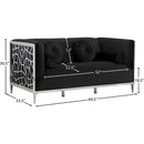 Meridian Opal Black Velvet Loveseat IMAGE 5