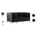Meridian Opal Black Velvet Loveseat IMAGE 6