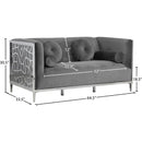 Meridian Opal Grey Velvet Loveseat IMAGE 5