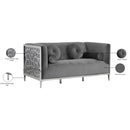 Meridian Opal Grey Velvet Loveseat IMAGE 6
