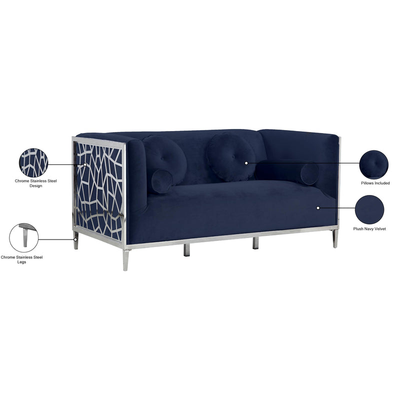 Meridian Opal Navy Velvet Loveseat IMAGE 6