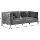Meridian Opal Grey Velvet Sofa IMAGE 5