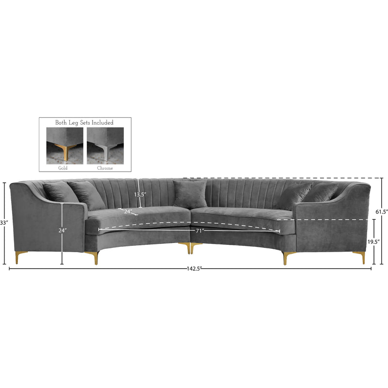 Meridian Jackson Grey Velvet 2 pc Sectional IMAGE 10