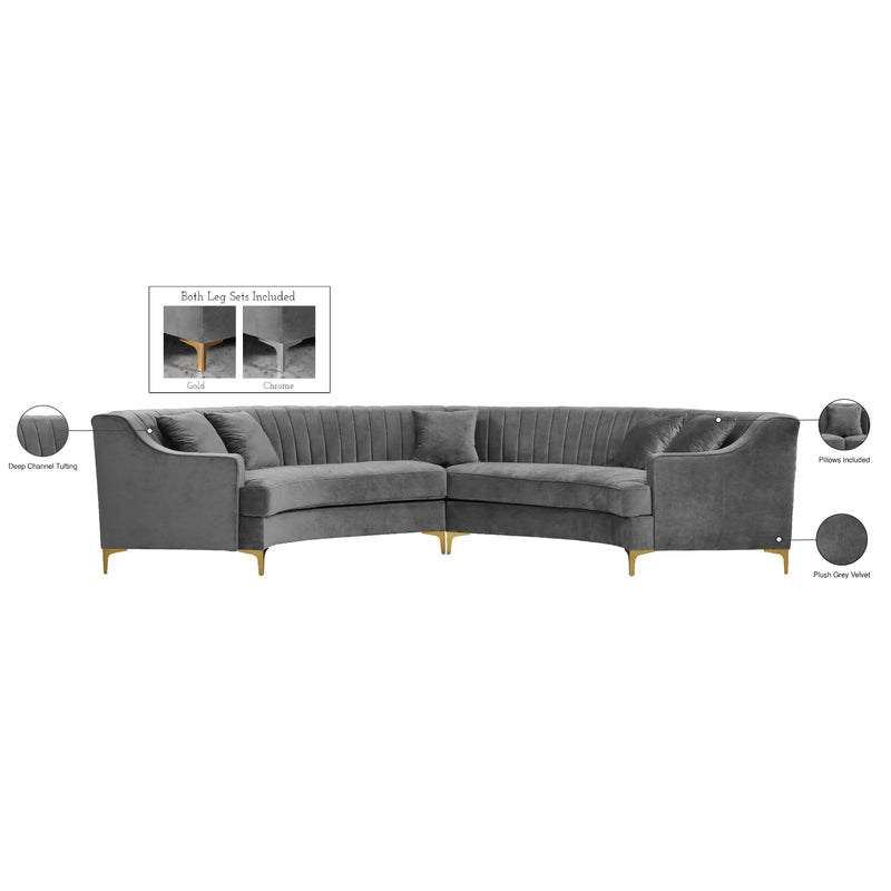 Meridian Jackson Grey Velvet 2 pc Sectional IMAGE 11