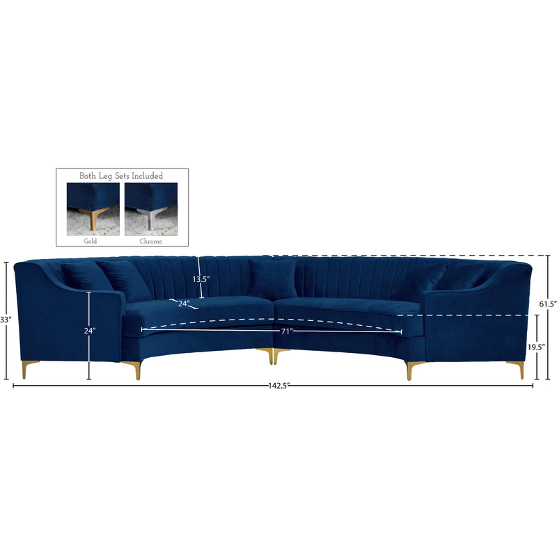 Meridian Jackson Navy Velvet 2 pc Sectional IMAGE 10