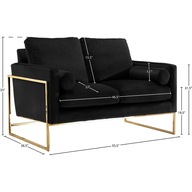 Meridian Mila Black Velvet Loveseat IMAGE 7