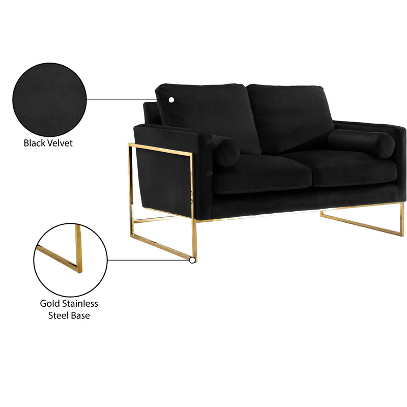 Meridian Mila Black Velvet Loveseat IMAGE 8