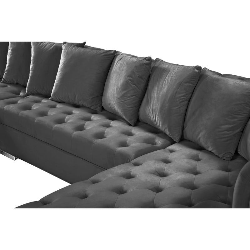 Meridian Presley Grey Velvet 3 pc Sectional IMAGE 17
