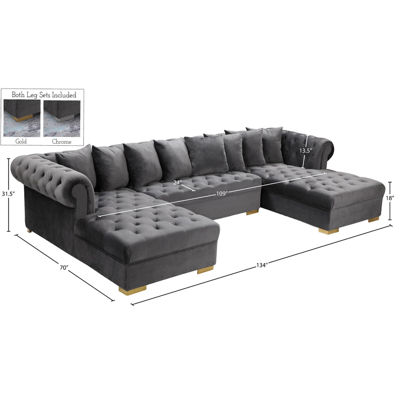 Meridian Presley Grey Velvet 3 pc Sectional IMAGE 19