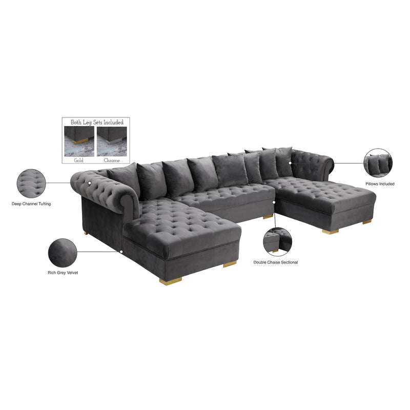 Meridian Presley Grey Velvet 3 pc Sectional IMAGE 20