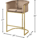 Meridian Donatella Beige Velvet Stool IMAGE 5