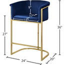 Meridian Donatella Navy Velvet Stool IMAGE 5
