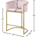 Meridian Donatella Pink Velvet Stool IMAGE 5