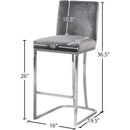 Meridian Heidi Grey Velvet Stool IMAGE 5