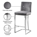 Meridian Heidi Grey Velvet Stool IMAGE 6