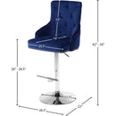 Meridian Claude Navy Velvet Adjustable Stool IMAGE 6