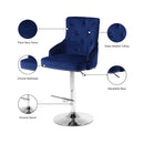Meridian Claude Navy Velvet Adjustable Stool IMAGE 7