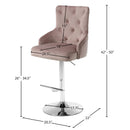 Meridian Claude Pink Velvet Adjustable Stool IMAGE 6