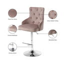 Meridian Claude Pink Velvet Adjustable Stool IMAGE 7