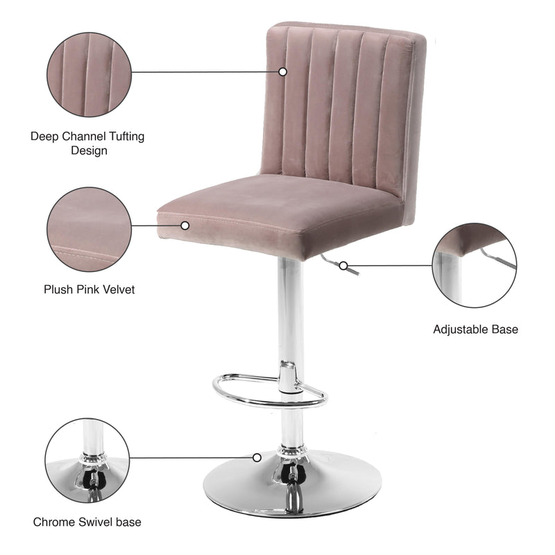 Meridian Joel Pink Velvet Adjustable Stool IMAGE 7