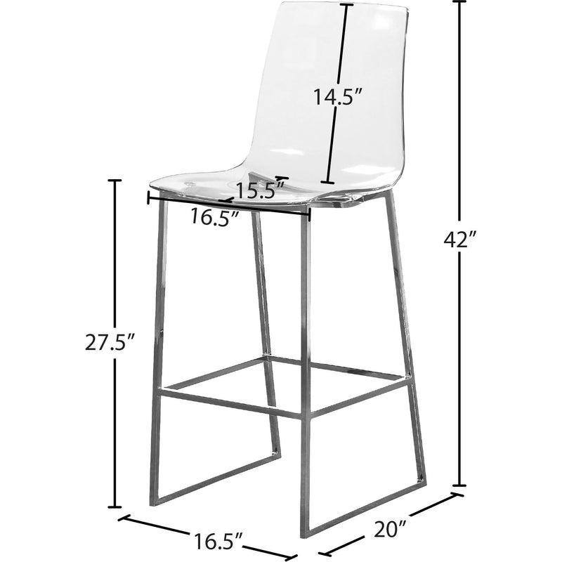 Meridian Lumen Chrome Metal/Lucite Polycarbonate Stool IMAGE 5