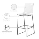 Meridian Lumen Chrome Metal/Lucite Polycarbonate Stool IMAGE 6