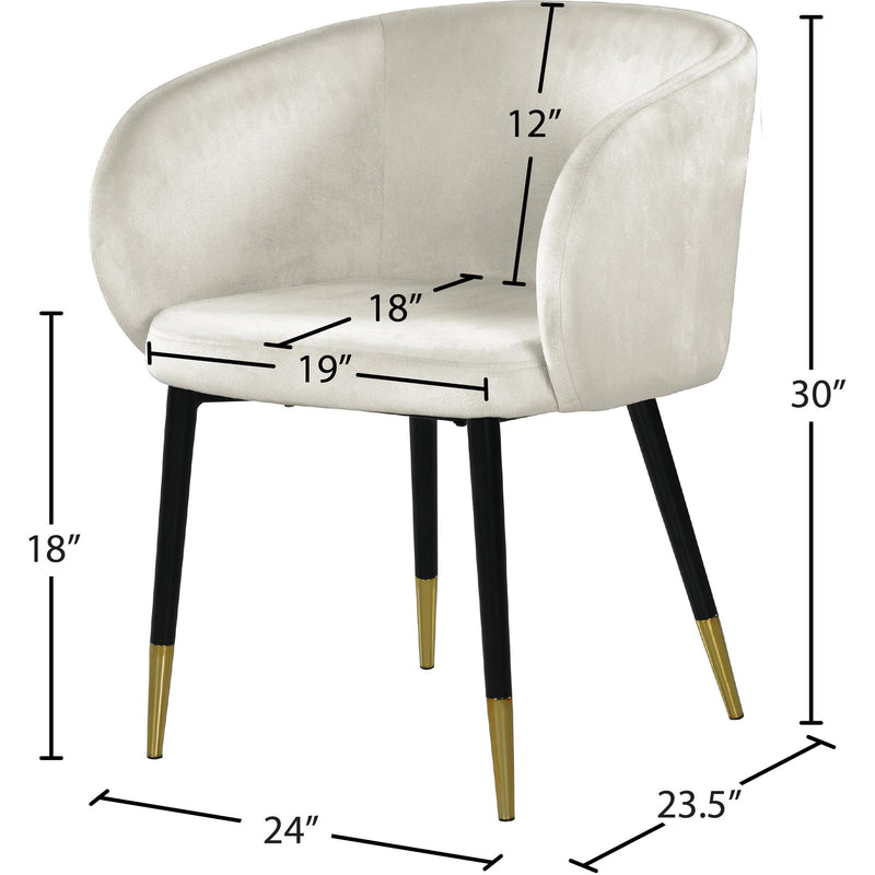 Meridian Louise Cream Velvet Dining Chair IMAGE 7