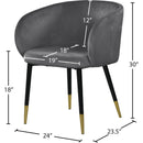 Meridian Louise Grey Velvet Dining Chair IMAGE 7