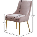 Meridian Owen Pink Velvet Dining Chair IMAGE 5