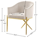 Meridian Xavier Cream Velvet Dining Chair IMAGE 5