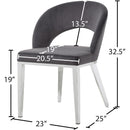 Meridian Roberto Grey Velvet Dining Chair IMAGE 5