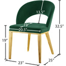 Meridian Roberto Green Velvet Dining Chair IMAGE 5