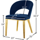 Meridian Roberto Navy Velvet Dining Chair IMAGE 5