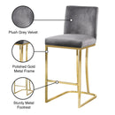 Meridian Heidi Grey Velvet Stool IMAGE 6