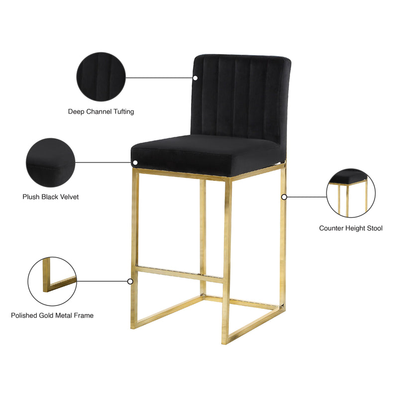 Meridian Giselle Black Velvet Stool IMAGE 6