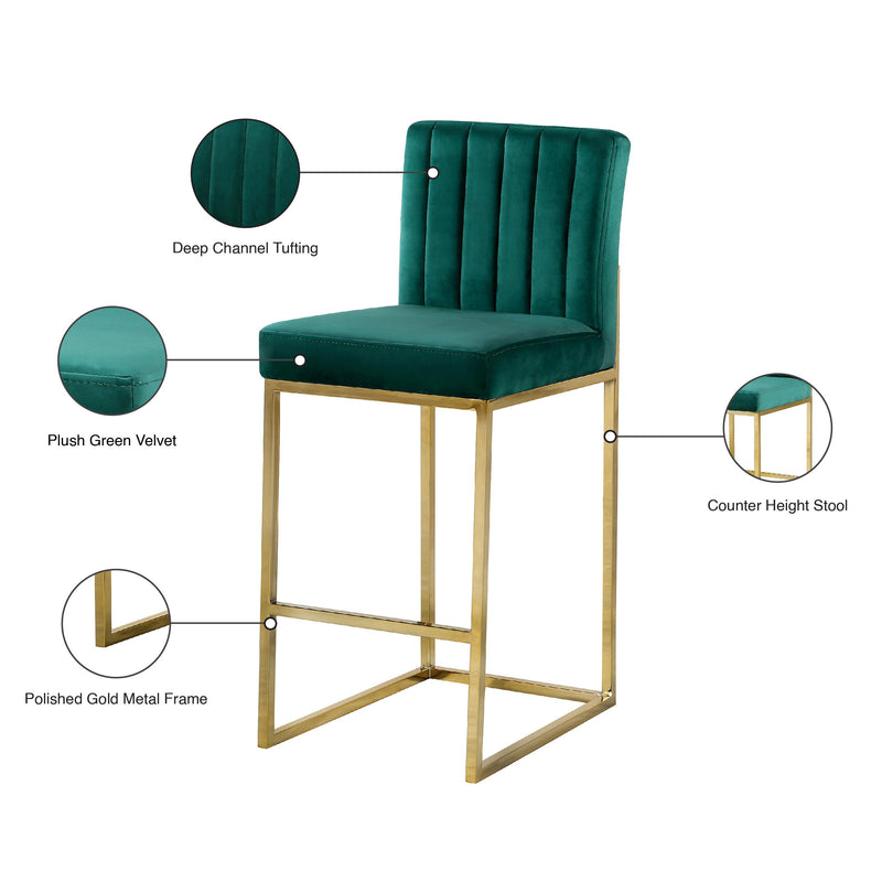 Meridian Giselle Green Velvet Stool IMAGE 6