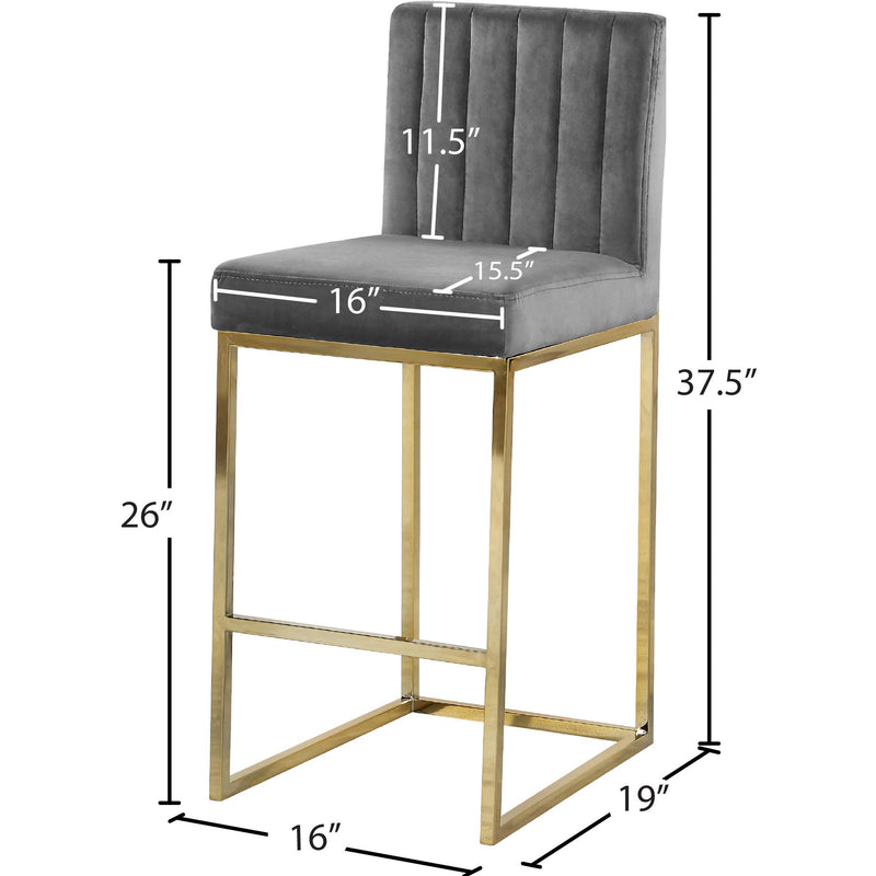 Meridian Giselle Grey Velvet Stool IMAGE 5
