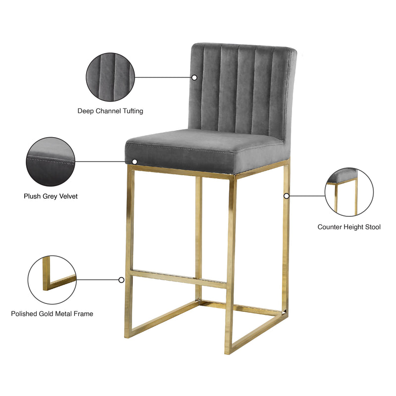 Meridian Giselle Grey Velvet Stool IMAGE 6